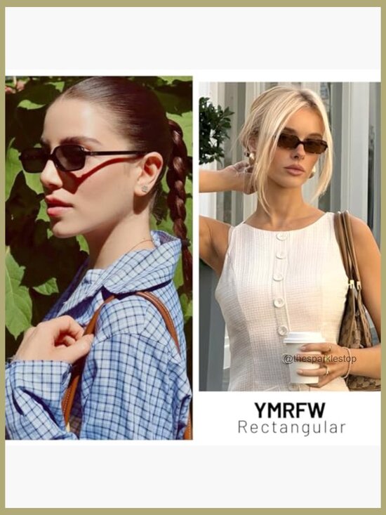 Retro Rectangular Sunglasses Small Frame UV400 Protection Plastic main image 7